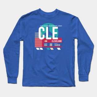 Cleveland, Ohio (CLE) Airport Code Baggage Tag Long Sleeve T-Shirt